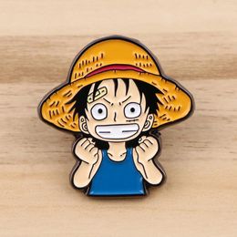Brooches Cute Straw Hat Boy Enamel Pin Anime For Women Lapel Pins Badges On Backpack Clothing Accessories Fashion Jewellery Gift