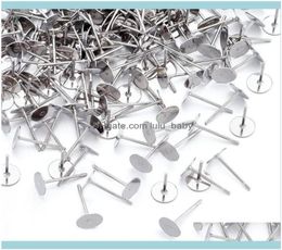 Other Jewellery Findings Components Jewelryother 500Pcs 4 5 6 8Mm Stainless Steel Blank Post Earring Stud Base Pins Cabochon Cameo1177752