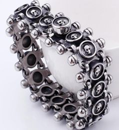 Punk Rocker Skull Bracelet For Men Quality Stainless Steel Massive Jewellery Gothic 26MM Wide Mens Friendship Bracelets 202011060996