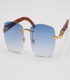 High Quality Fashion Sunglasses Carved Wooden Glasses Rimless gold wood Frame Size5718135m Designer Mens Women Luxury Sungl7882456