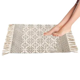 Carpets Bohemian Home Decorative Cotton Linen Hand Woven Rugs Geometric Floor Mat Bedroom Living Room Carpet With Tassels Decor