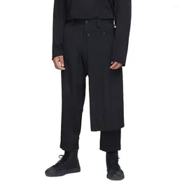 Men's Pants 2024 Spring Summer Genderless Double-Layer Culottes Mens Fashion Trend Casual Deconstructed Pleated Trousers Straight