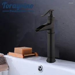 Bathroom Sink Faucets Washbasin Taps Mixer Basin Oil Rubbed Bronze Brass Faucet Single Hole Deck Mount Waterfall Outlet Cold