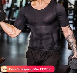 2020 Men Body Shapers Tight Skinny Sleeveless Shirt Fitness Elastic Beauty Abdomen Tank Tops Shape Vests Slimming Boobs Gym Vest1533412