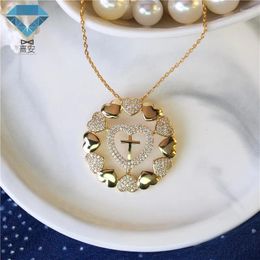 Pendant Necklaces Love Cross Female Electroplating Zircon Necklace