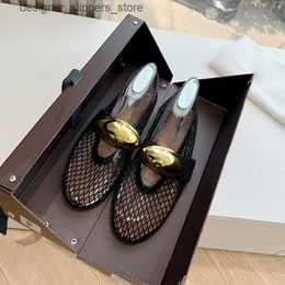 Sandals Designer Shoes Mary Jane Ballet flat shoes Round Head Rhinestone Stud embellished Buckle Strap womens luxury Brand Leather factory Q240511