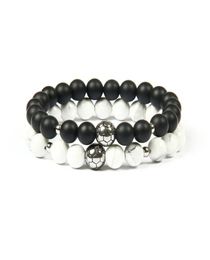 Stainless Steel Soccer Bracelets Whole 10pcslot 8mm Matte Agate Marble Howlite Stone Beads With Football Bracelet 6467747