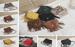 Purse Leopard Fringe Messenger Purse Children Tassel Crossbody Bag Hippie Tassel Handbag Kid Kindergarten Girl Party Favor Purses4534709