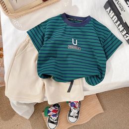 Clothing Sets Boys Short Sleeve T-Shirt Baby Summer Casual Striped Short-sleeved Shorts Clothes Children's Fashion Two-piece Set