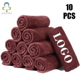 10PCS 30x60cm Custom Towel Free Laser Embossing Lettering Microfiber Beauty Salon Barber Shop Gift Private Customization 240510