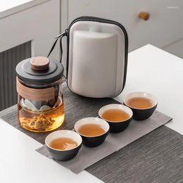 Teaware Sets Business Gift Drinkware Travel Tea Set Ceramics Cup Tools Teacup Portable Pot China Full Infuser Kitchen Dining Bar