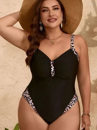 Women's Swimwear Plus Size 5XL Women 2024 Sexy Bikini One Piece Swimsuit Closed Push Up Bodysuit Leopard Backless Bathing Suit Beachwear