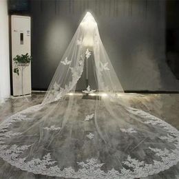 Bridal Veils Real Pos Long Lace Wedding Veil 4 Meters White Ivory With Comb 1T Bride Accessories Vail Velos De Novia 261d
