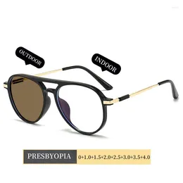 Sunglasses Sensitive Color Changing Presbyopia Glasses Toad Anti Blue Light Reading Metal Eye Protection Far Sight Eyewear For Men