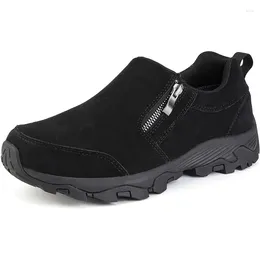 Fitness Shoes Men's Waterproof Slip On Hiking Lightweight Zipper Loafers Comfort Non-Slip Outdoor Shoe