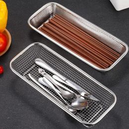 Kitchen Storage Hanging Cutlery Holder Drainer Spoon Fork Chopsticks Basket Rack Accessories 304 Stainless Steel Tool Organiser