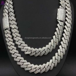 13mm 14mm 15mm 15 mm de alta qualidade Sier Miami Chain Link Chain VVS Missanite Fashion Jewelry Colares