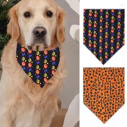 Dog Apparel Halloween Dogs Bandanas Pet Saliva Towel Cat Triangle Scarf Pets Bib Puppy Kerchief Pumpkin Print For