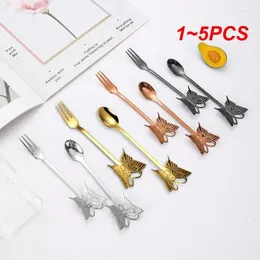 Coffee Scoops 1-5PCS Stainless Steel Spoon Butterfly Hanging Cup Dessert Cake Fruit Fork Stirring Kitchen Decorative