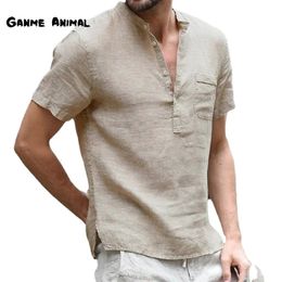 Summer mens short sleeved T-shirt cotton T-shirt linen casual mens T-shirt breathable top S-5XL 240511