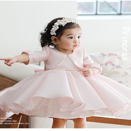 Pearl Pink Jewel Beautiful Two Pieces Satin Wedding Flower Dresses Knee-Length Lovely Princess Girls Pageant Gown Party Gowns With Jack 255i