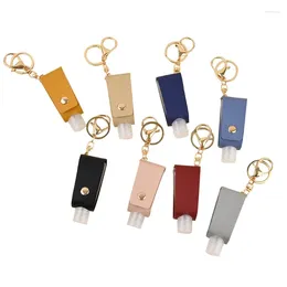 Storage Bottles Portable Empty Travel Bottle 30ml PU Leather Pouch Holder Keychain Small Squeeze Refillable Containers 2024