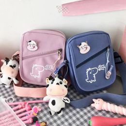 Shoulder Bags Korean Style Chic Cute Bear Cow Canvas Bag Female Japanese Harajuku Antique Girl Messenger Mini Little Wholesale