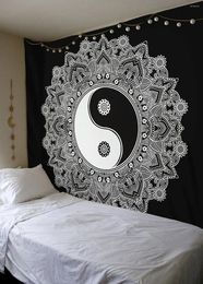 Carpets 200 150cm Yin Yang Printed Lotus Tapestry Bohemia Mandala Wall Hanging Decoration Hippie Beach Yoga Mat