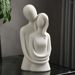 Decorative Figurines Abstract Couple Statue Sculpture Modern Home Decoration Ceramic Figure Lovers Living Room Table Ornaments