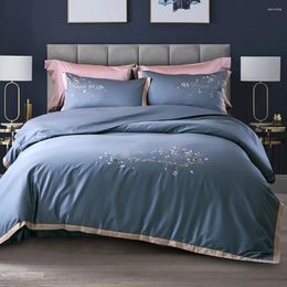 Bedding Sets Cotton Duvet Cover Set 4PCS Solid Colour King Size Soft Quilt Pillowcases Bed Sheet