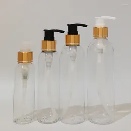 Storage Bottles 100ml 150ml 200ml 250ml Clear Gold Silver Pump Bottle For Cosmetic Lotion Plastic Liquid Refillable Container