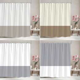 Shower Curtains Solid Colour Patchwork Curtain Vintage Block Minimalist Style Home Bathroom Polyester Fabric Deco