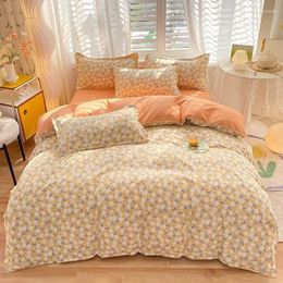 Bedding Sets Set Cute Floral Patterns Cotton Bed Sheets Quilt Covers Summer Fresh Flower Thickened Pure Matte