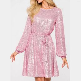 Casual Dresses 2024 Party Short Sequins Dress Elegant A Line Pink Black Sliver Sparkly Sequined Shiny Evening