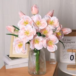 Decorative Flowers 3 Heads Tulips Artificial Branch Fake Flower Plants Wedding Bridal Hand Bouquet Home Garden Vase Decor Pography Prop