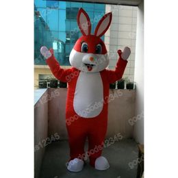 Red Bunny Rabbit Mascot Costumes Christmas Cartoon Character Outfit Suit Character Carnival Xmas Halloween Adults Size Birthday Party Outdoor Outfit