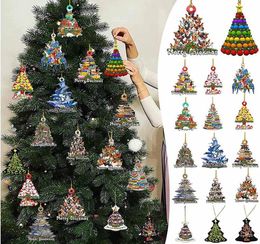 Christmas Tree Animal Wooden Family Ornaments Personalized Gifts Butterfly Panda Dolphin Puppy Rooster Hanging Pendant 50pcs HH214610560