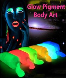 10colorslot Neon light Glow in the dark Pigment Body PaintingHalloweenParty Glowing Paint Fluorescent UV body art Make up pigme2067160