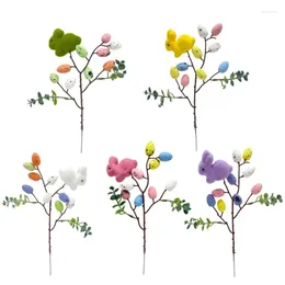 Decorative Flowers Easter Flower Bouque Fake Eggs Branch Artificial