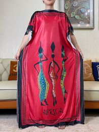 Ethnic Clothing New African Summer Kaftan Muslim Womens Dresses Fashion Robe Caftan Traditional Wear Printed Fabric Femme Maxi Casual Outfit T240510