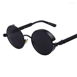 Sunglasses Black Round Steampunk Men Fashion Brand Designer Luxury Classic Retro Mirror Sun Glasses Women Circle Oculos 184S