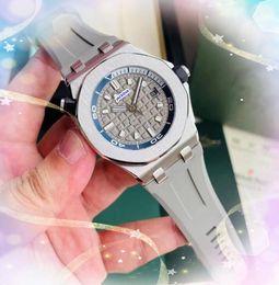 President Men Quartz Chronograph Clock Watch Day Date Time Calendar Retro High Quality Big Simple Dial Face Grey Black Rubber Band Wristwatch montre de luxe Gifts