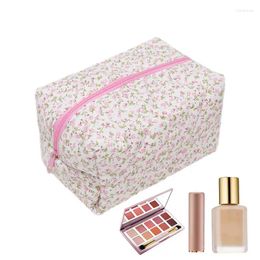 Storage Bags Soft Cotton Cosmetic Bag Travel Portable Quilted Zipper Pouch Supplies Organizer For Eyeliner Face Creams