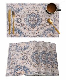 Table Mats Ethnic Style Retro Persian Pattern Floral Kitchen Tableware Cup Bottle Placemat Coffee Pads 4/6pcs Desktop