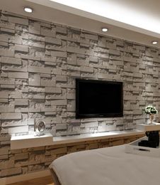 Stacked Brick 3D Stone Wallpaper Modern Wallcovering PVC Roll Wallpaper Brick Wall Background Wallpaper Grey For Living Room8717964