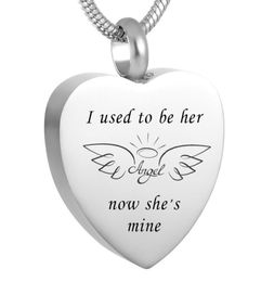 hai90951 quotI used to be her angel now she is minequot Memory Urn Necklace Stainless Steel Cremation Pendant Human Ashes Lo5010890