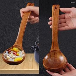 Spoons Wood Soup Spoon Wooden Long Ladle Rice Sugar Salt Porridge Natural For Eating Mixing Accessories