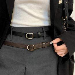 Belts 2024 PU Leather Belt For Women Round Buckle Pin Jeans Black Chic Ladies Y2k Female Waistband