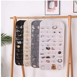 Storage Bags 80 Pockets Big Double Sided Hanging Jewelry Display Organizer Bag Non-woven Foldable