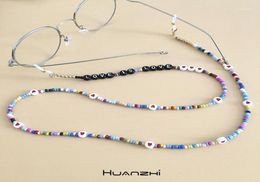 HUANZHI 2021 New Cool Fashion Colourful Beads Acrylic Love Letter Mask Chain Glasses Chain Necklace for Women Jewellery Accessories15480059